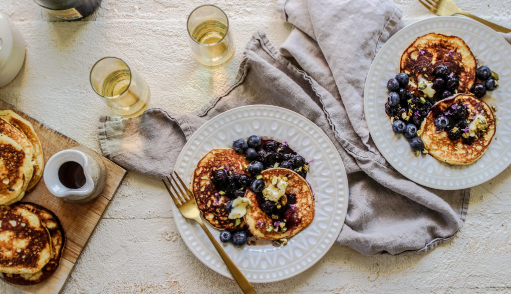 Mother's Day blueberry pancakes brunch